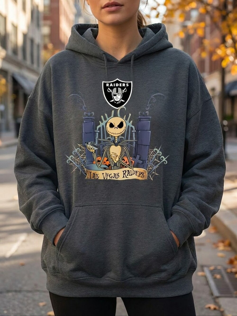Nightmare Before Christmas Las Vegas Raiders Heavy Blend Sweatshirt Hoodie NWT